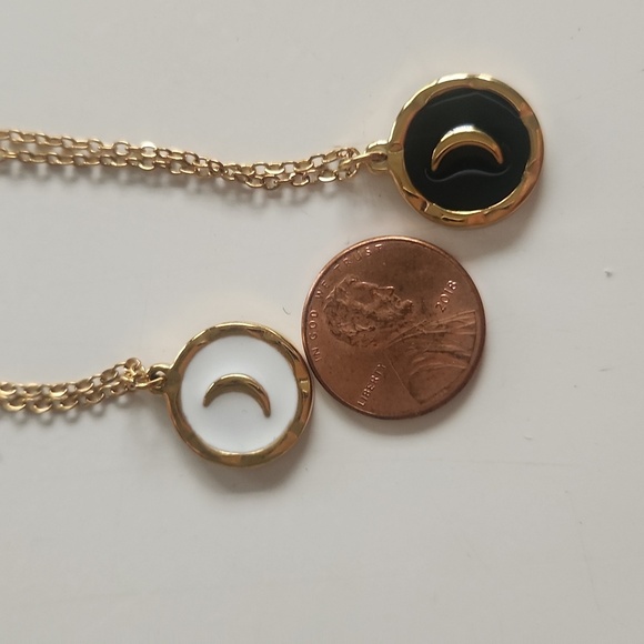 NEW! Minimalist Crescent Moon Necklace - Gold Color & Enamel - Picture 9 of 12